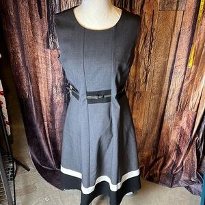 Calvin Klein Gray and Black Midi Dress